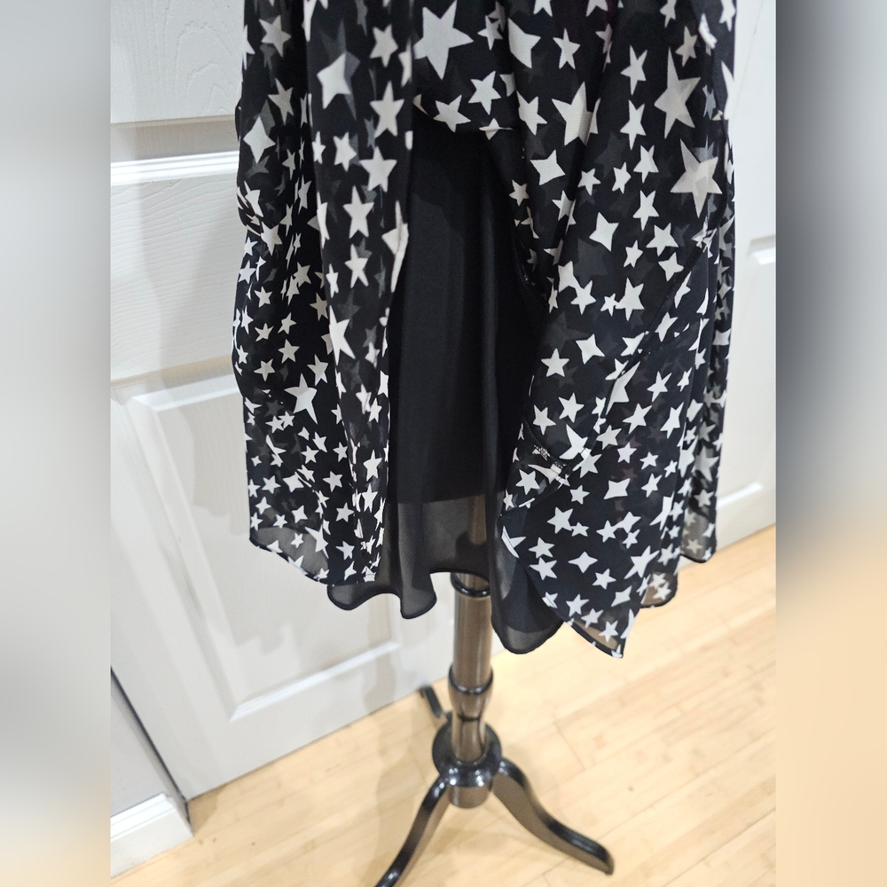 Pearl Georgina Chapman Black White Star flowy Mini Dress 2 NWT - Picture 7 of 14